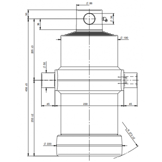 Teleskopski cilinder 5 stopenj 22 ton 1500 mm z luknjo 5006F